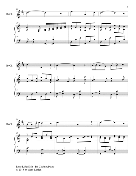 LOVE LIFTED ME (Duet – Bb Clarinet and Piano/Score and Parts) image number null