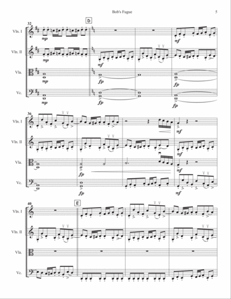 Bob's Fugue String Quartet scores gallery preview page 5