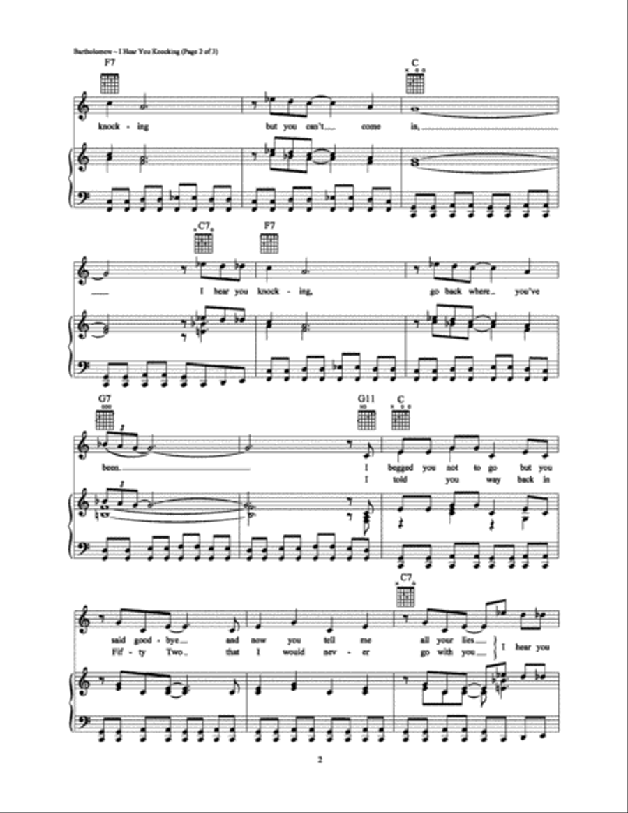 I Hear You Knocking Piano, Vocal, Guitar scores gallery preview page 2