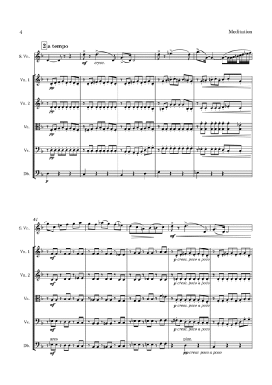 Tchaikovsky Meditation Op. 42 No. 1 for Violin and String Orchestra String Orchestra scores gallery preview page 5