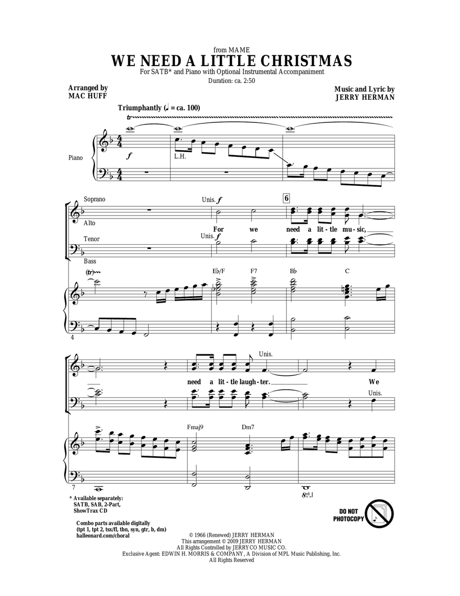 We Need A Little Christmas (from Mame) (arr. Mac Huff) 4-Part scores gallery preview page 1