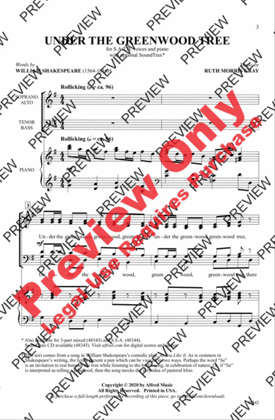 Under the Greenwood Tree Under the Greenwood Tree 4-Part scores gallery preview page 2