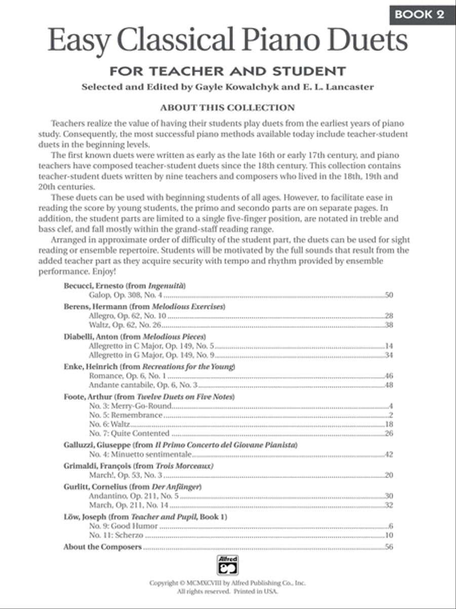 Easy Classical Piano Duets for Teacher and Student, Book 2 Small Ensemble scores gallery preview page 7