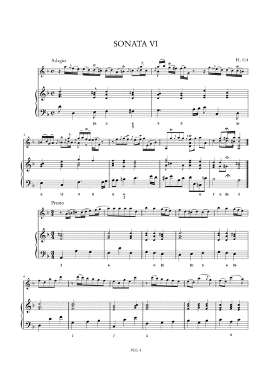 6 Sonatas Op. 5 (H. 109-114) for Violin and Basso Continuo - Vol. 2: Sonatas IV-VI Violin scores gallery preview page 4