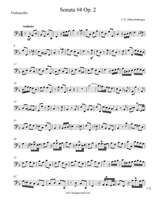 Book cover for Sonata #4, Op. 2 for String Quartet