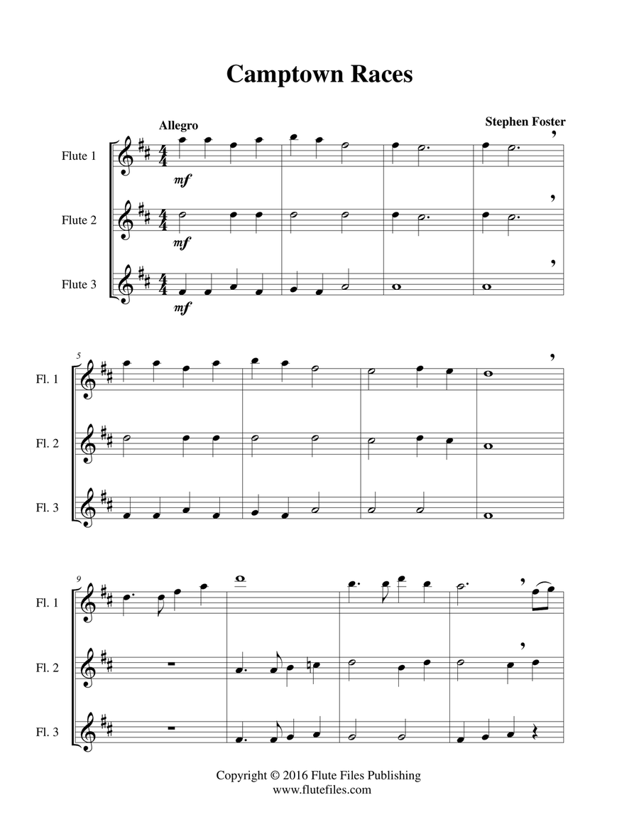 Camptown Races - Flute Trio Flute Trio scores gallery preview page 3