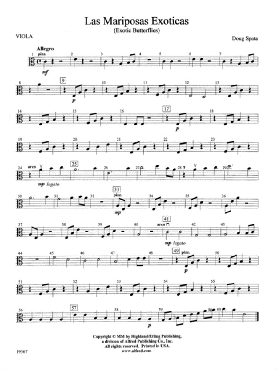 Las Mariposas Exoticas: Viola String Orchestra scores gallery preview page 1
