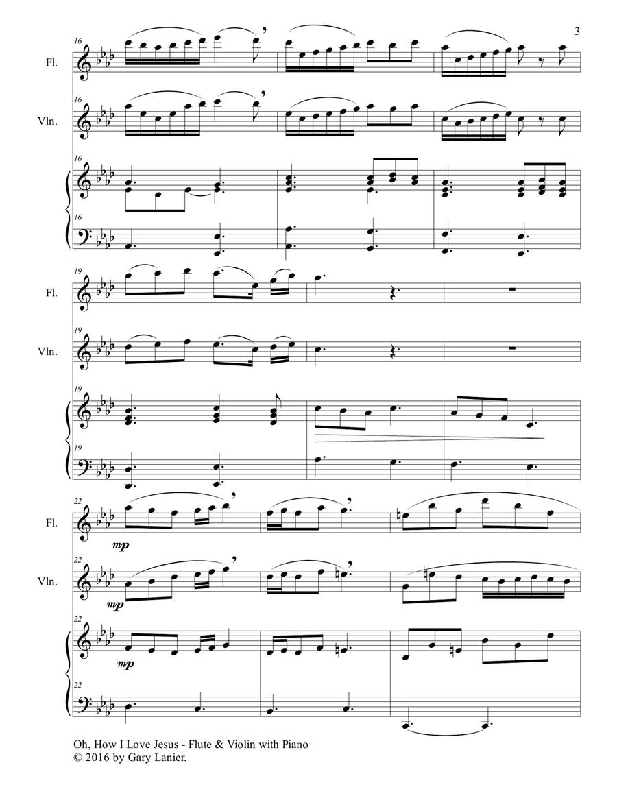 OH, HOW I LOVE JESUS (Trio – Flute & Violin with Piano... Parts included) Flute scores gallery preview page 4
