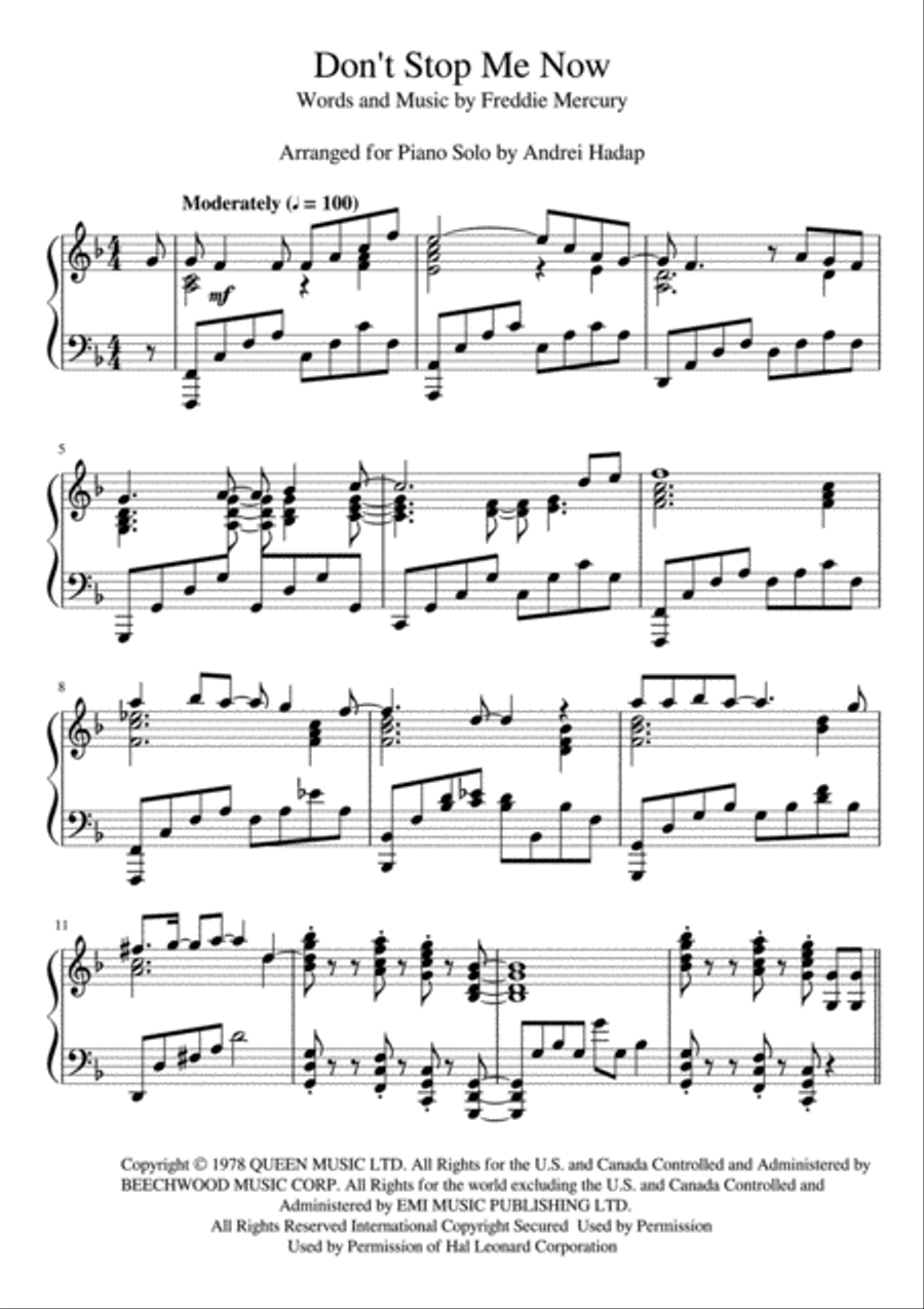 Don't Stop Me Now Voice scores gallery preview page 1