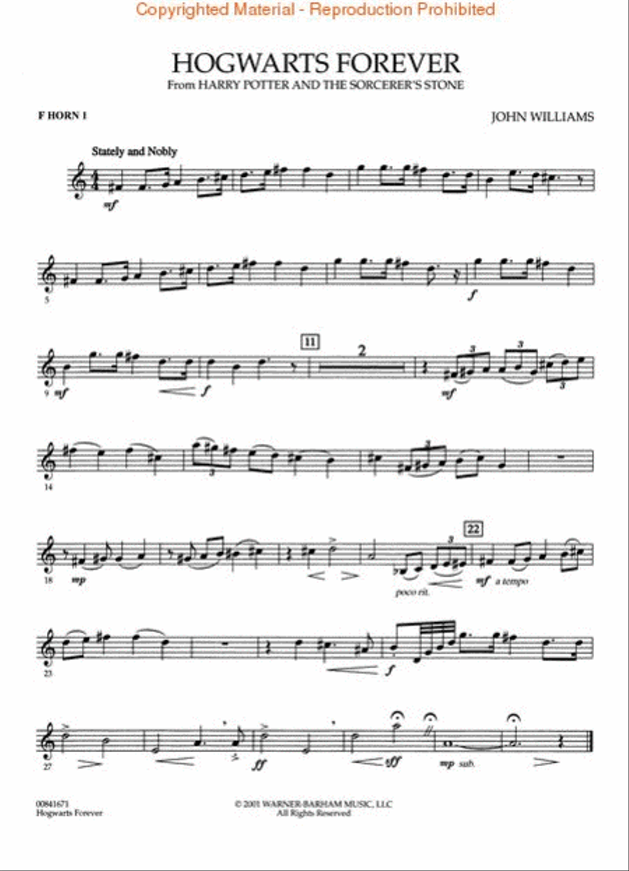 Hogwarts Forever (from Harry Potter and the Sorceror's Stone) Horn scores gallery preview page 3