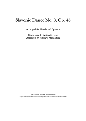 Book cover for Slavonic Dance No. 8 in G minor arranged for Woodwind Quartet