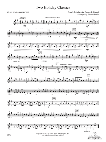 Two Holiday Classics: E-flat Alto Saxophone by Peter Ilyich Tchaikovsky Concert Band - Digital Sheet Music