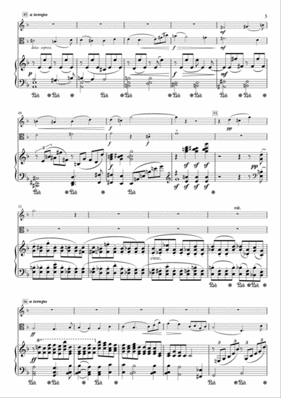 Adagio from Trio for Violin, Viola & Piano, Op.188 Viola scores gallery preview page 3