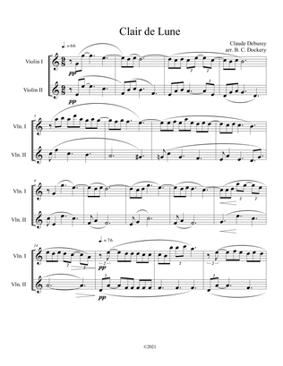 Book cover for Clair de Lune (Violin Duet)