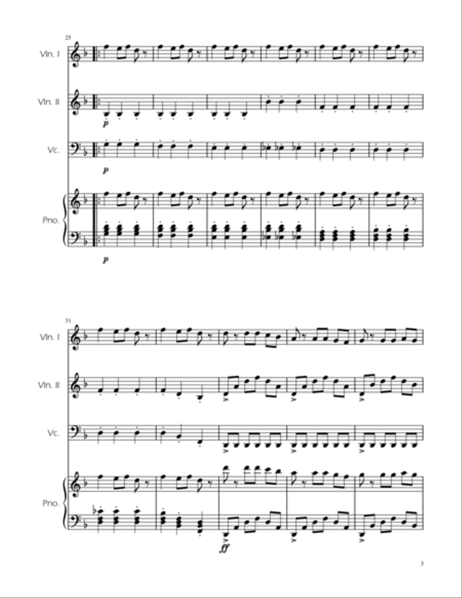 Carol of the Bells - String Trio w/ Piano String Trio scores gallery preview page 3