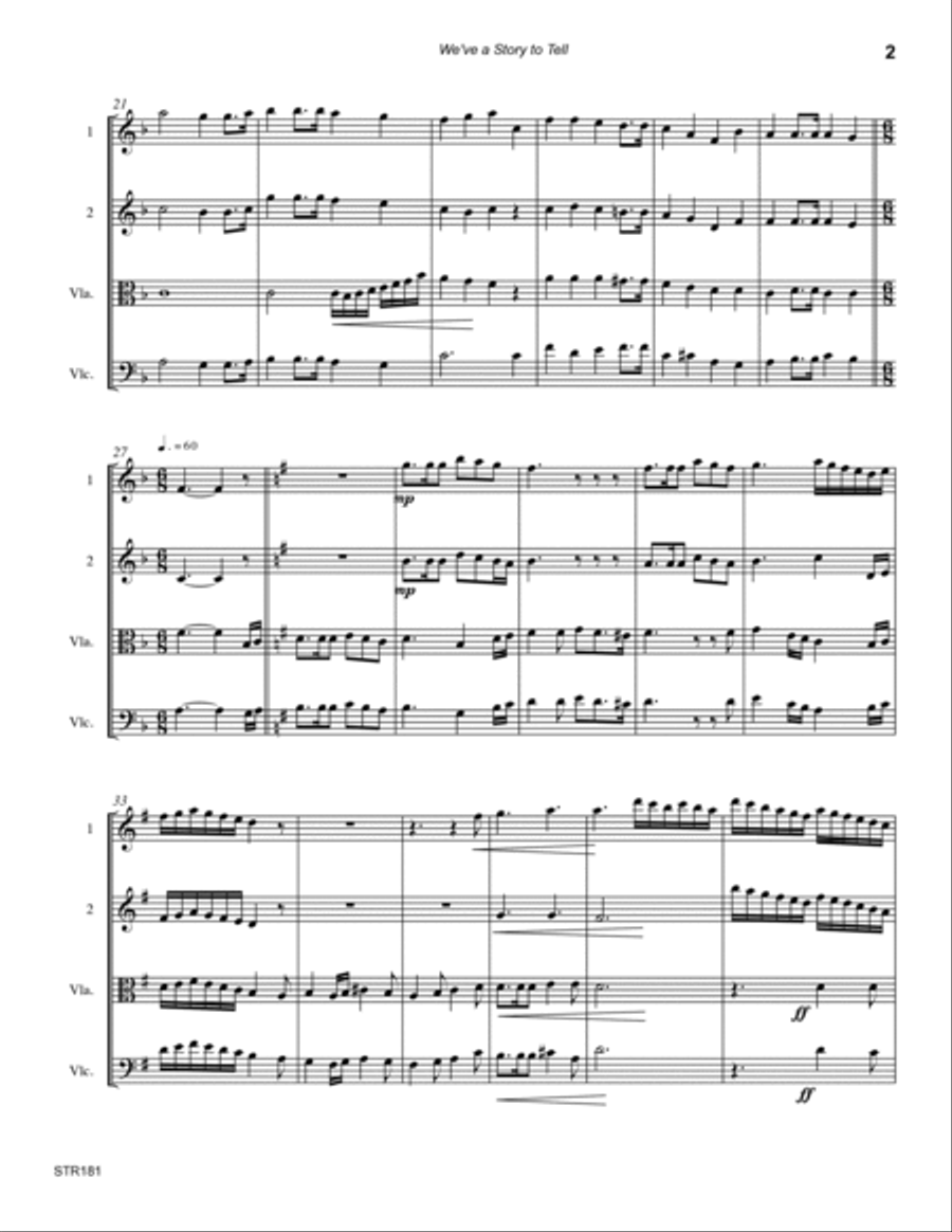 WE'VE A STORY TO TELL TO THE NATIONS - String Quartet (unaccompanied) A Cappella scores gallery preview page 2