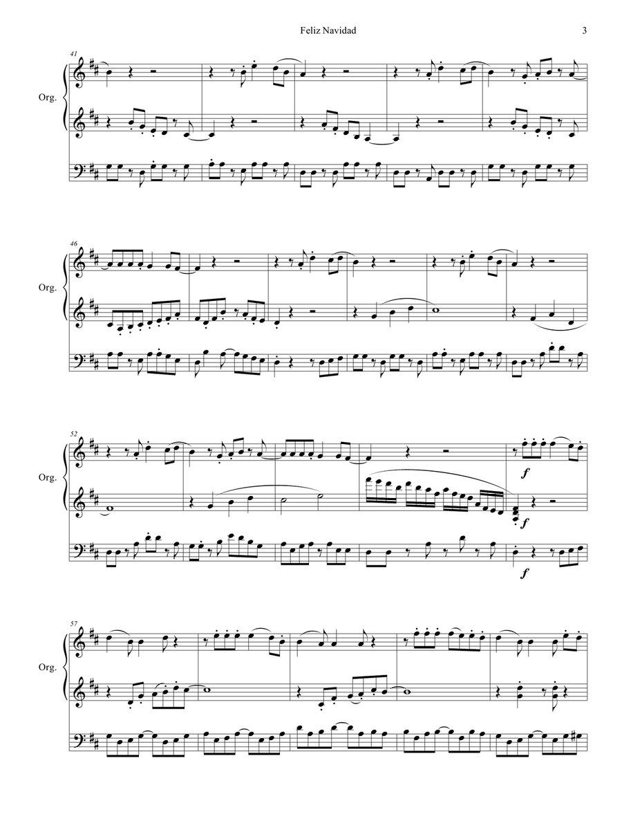 Feliz Navidad Organ Solo scores gallery preview page 4