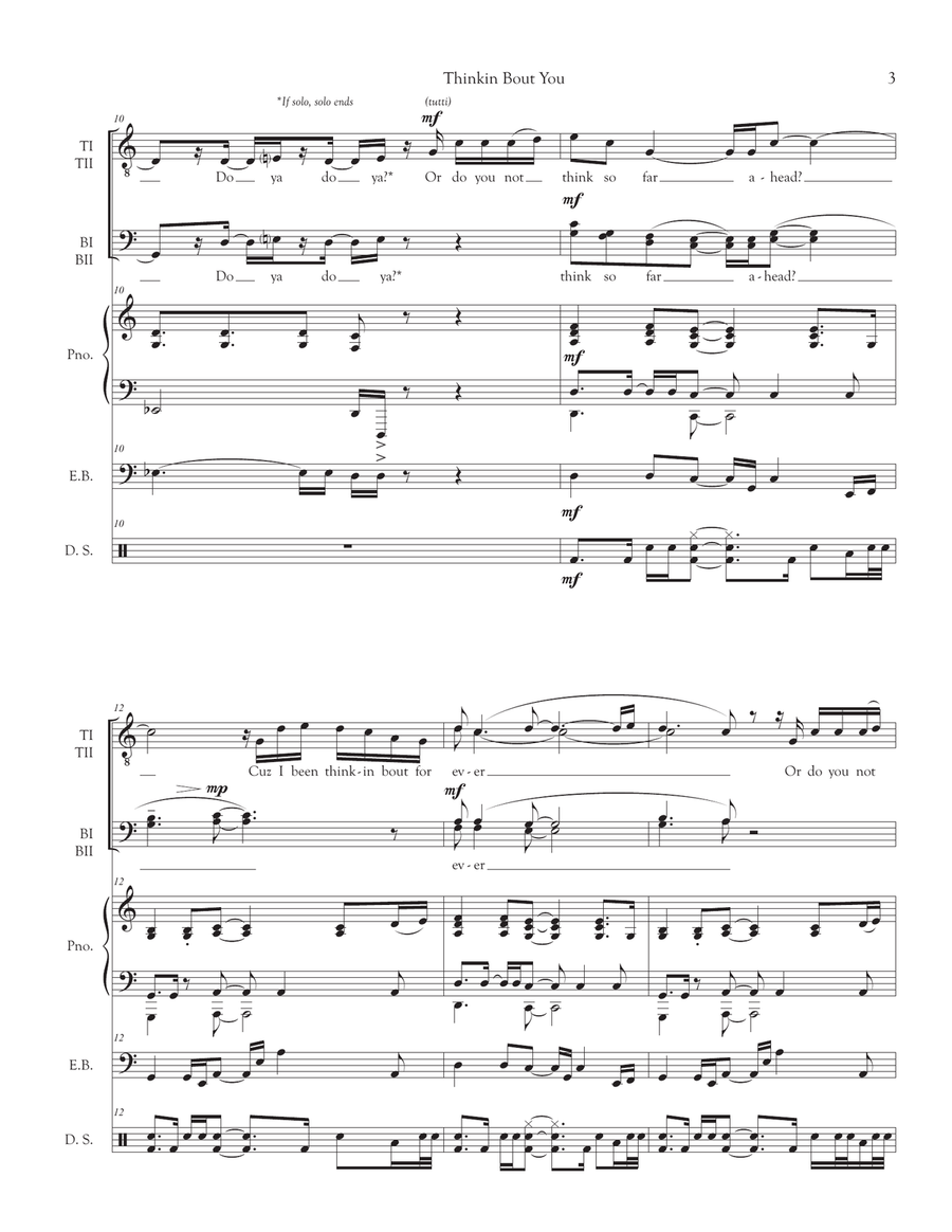 Thinkin' 'bout You TTBB scores gallery preview page 3