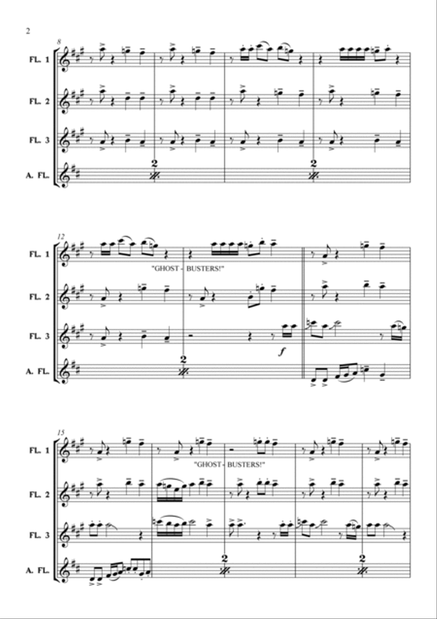 Ghostbusters Flute Quartet scores gallery preview page 5