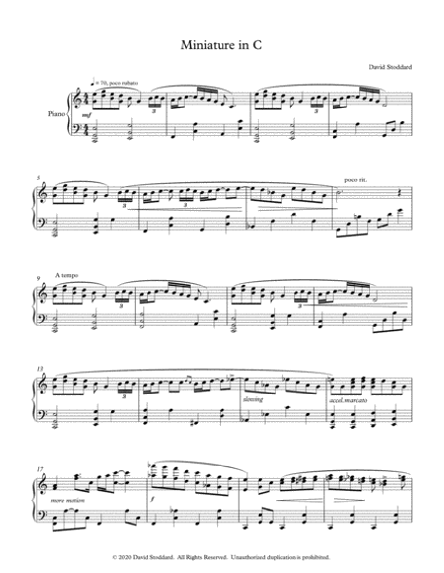 Miniature in C by David Stoddard Piano Solo scores gallery preview page 2