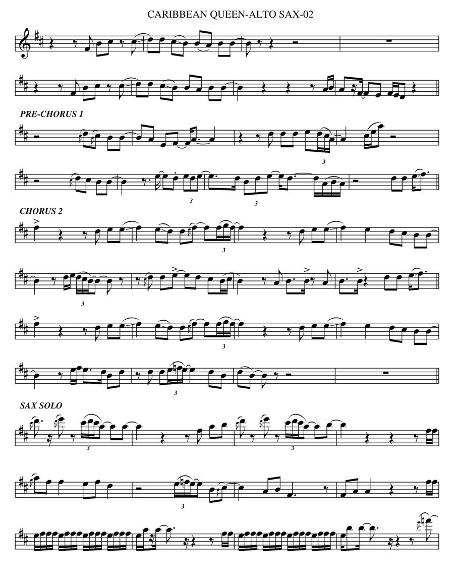 Caribbean Queen (no More Love On The Run) Alto Saxophone scores gallery preview page 2