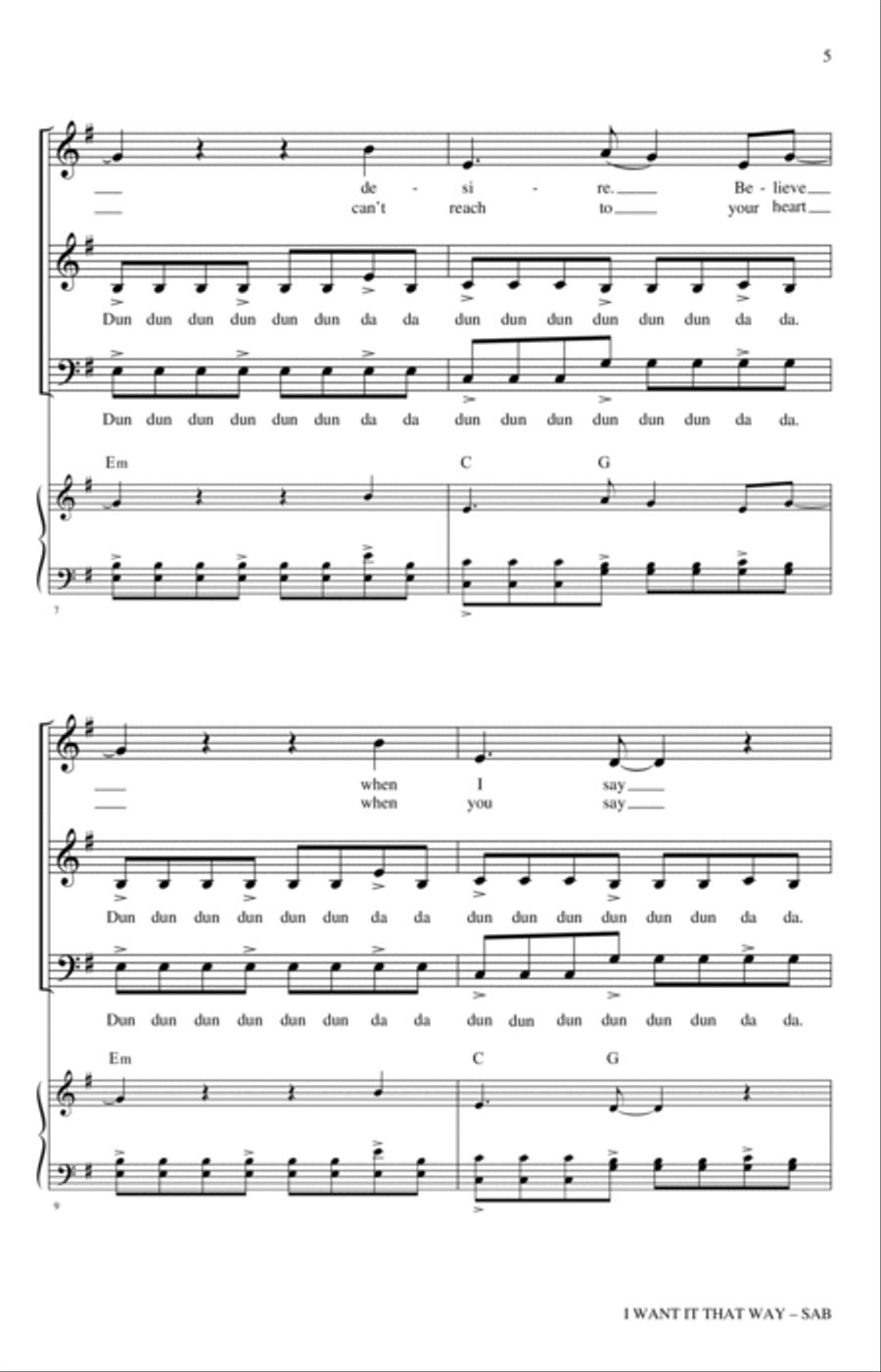 I Want It That Way (arr. Nathan Howe) 3-Part scores gallery preview page 3