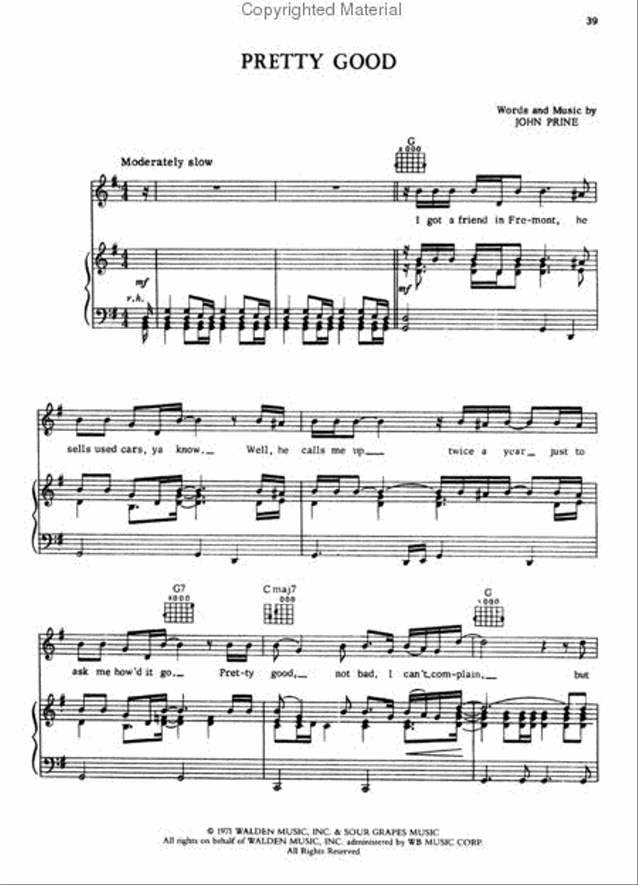John Prine John Prine Piano, Vocal, Guitar scores gallery preview page 3