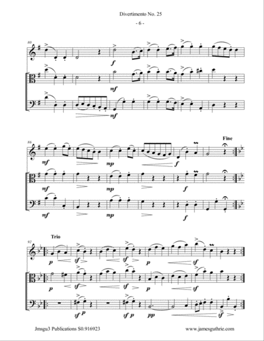 Haydn: Divertimento No. 25 Trio for Oboe, Viola & Cello Oboe scores gallery preview page 6