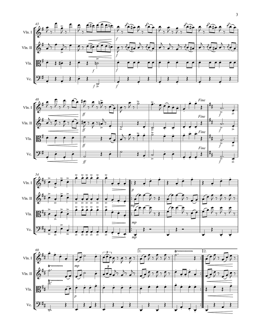 Radetzky March (for String Quartet) String Quartet scores gallery preview page 4