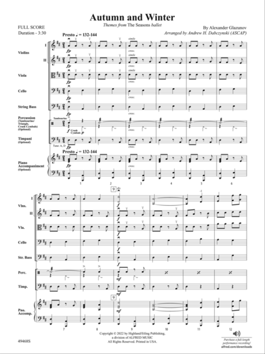 Autumn and Winter: Score String Orchestra scores gallery preview page 3
