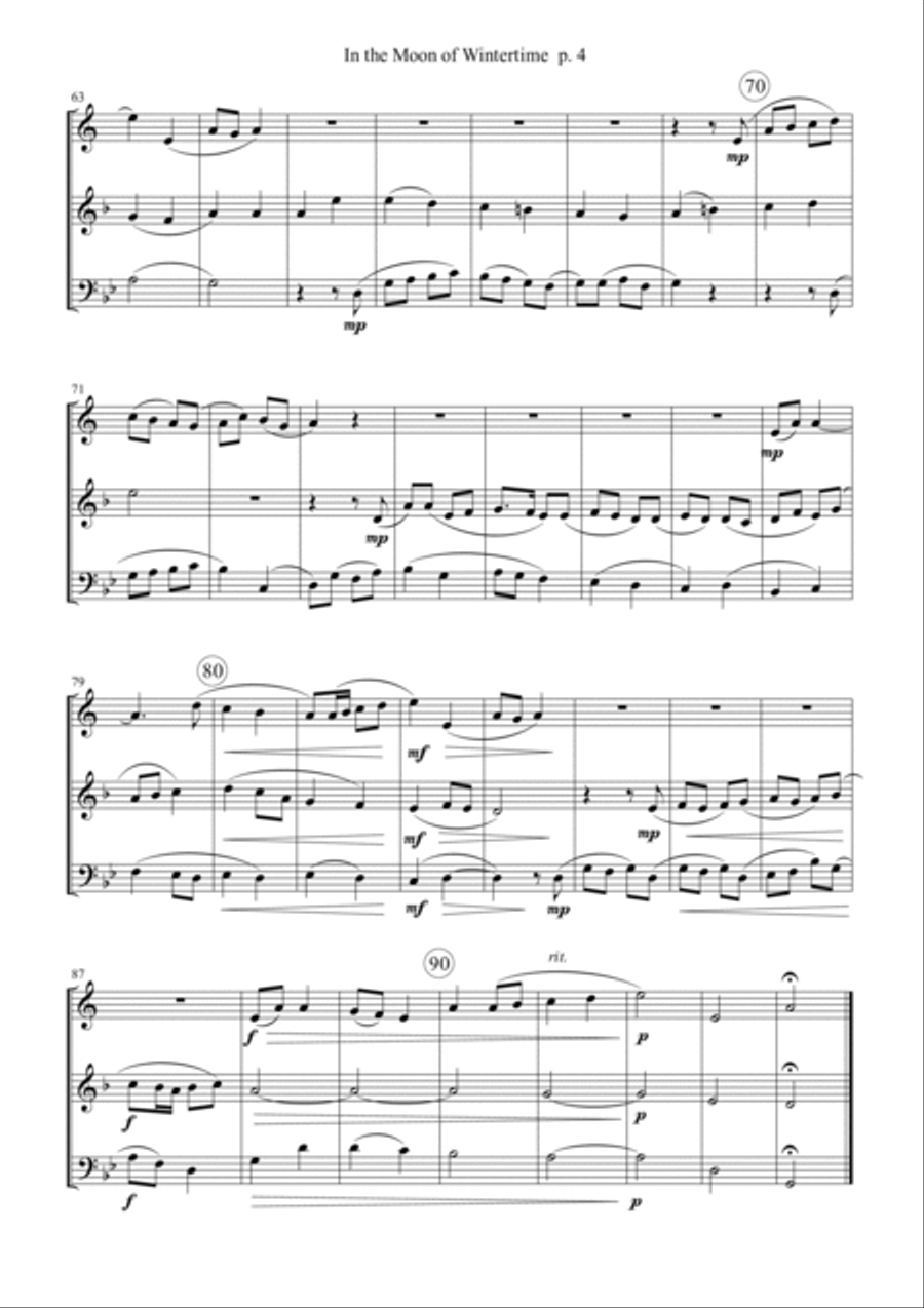 In the Moon of Wintertime - Brass Trio Brass Trio scores gallery preview page 4