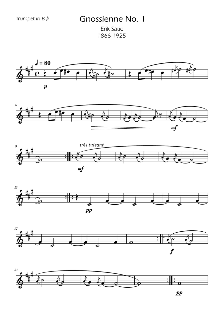 Erik Satie - Gnosienne no1 - Brass Trio Brass Trio scores gallery preview page 5