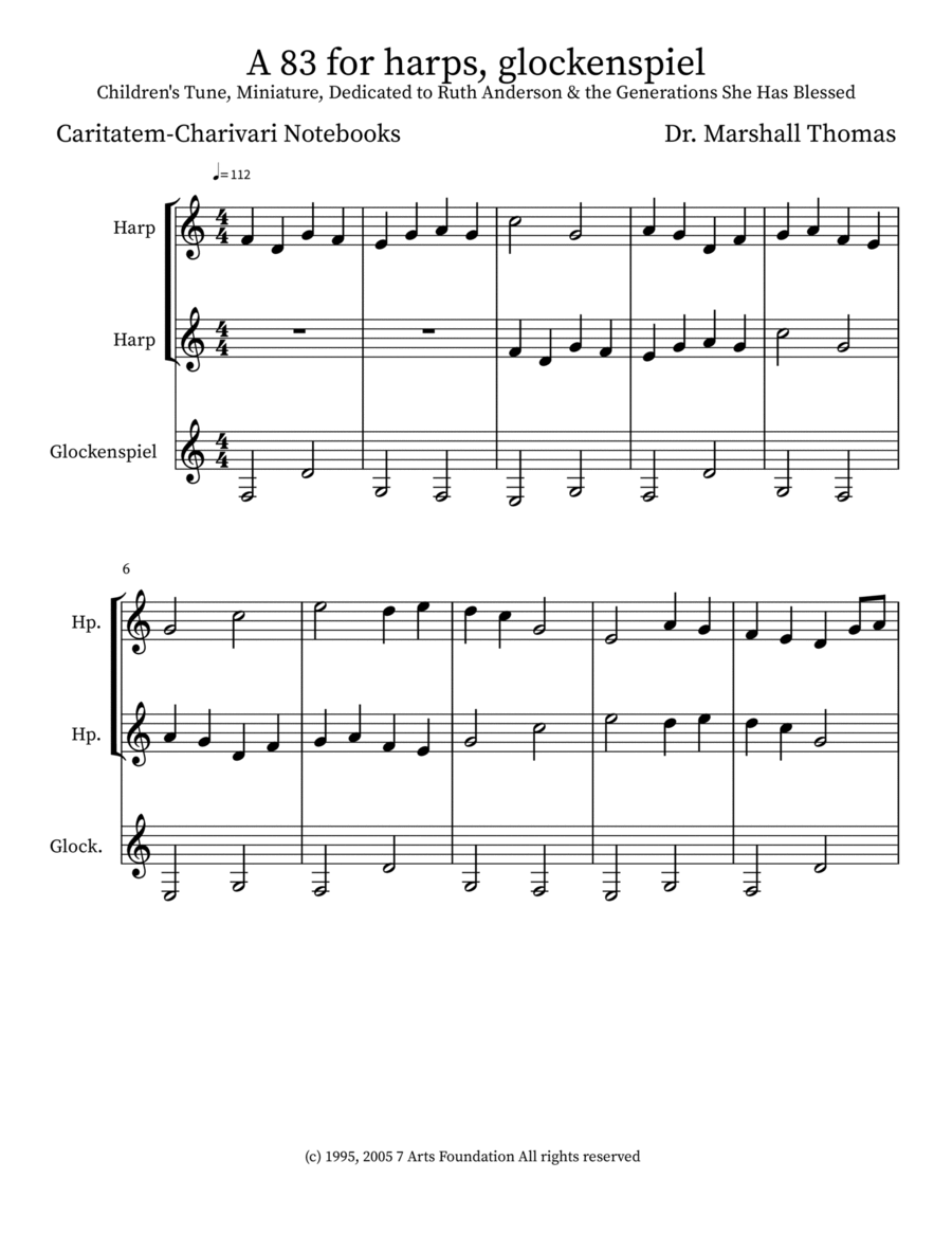 A 83 for harps, glockenspiel Small Ensemble scores gallery preview page 1