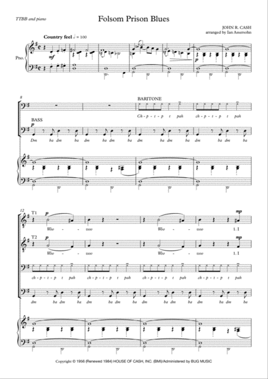 Folsom Prison Blues TTBB scores gallery preview page 3