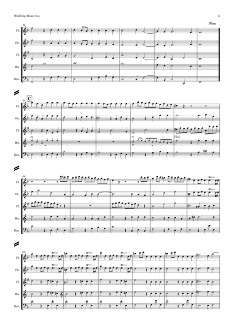 A Selection of Wedding Processional and Recessional Music - Wind Quintet Woodwind Quintet scores gallery preview page 6