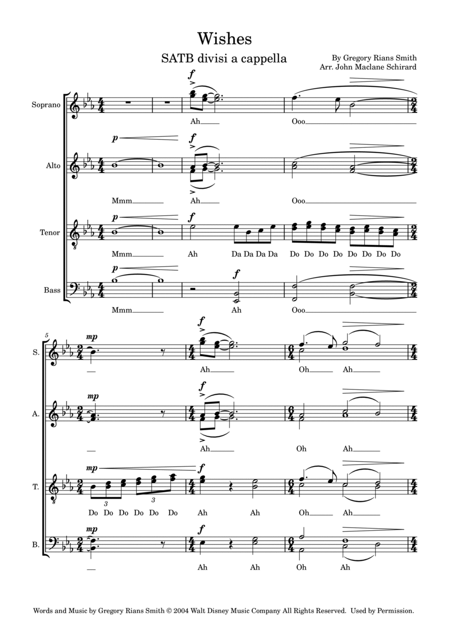 Wishes Wishes 4-Part scores gallery preview page 1