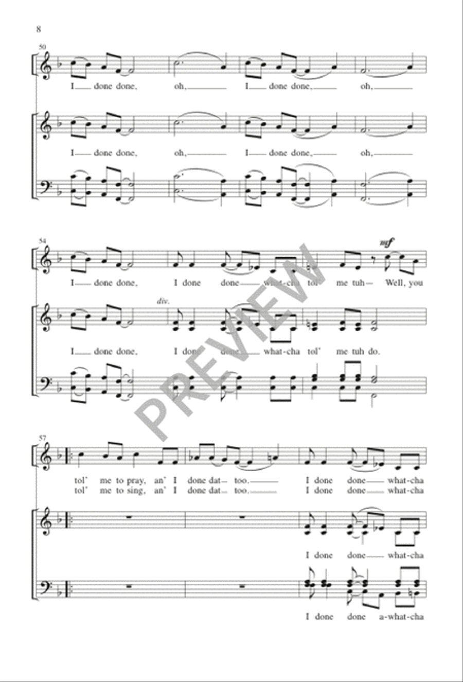 I Done Done What You Told Me to Do Choir scores gallery preview page 8