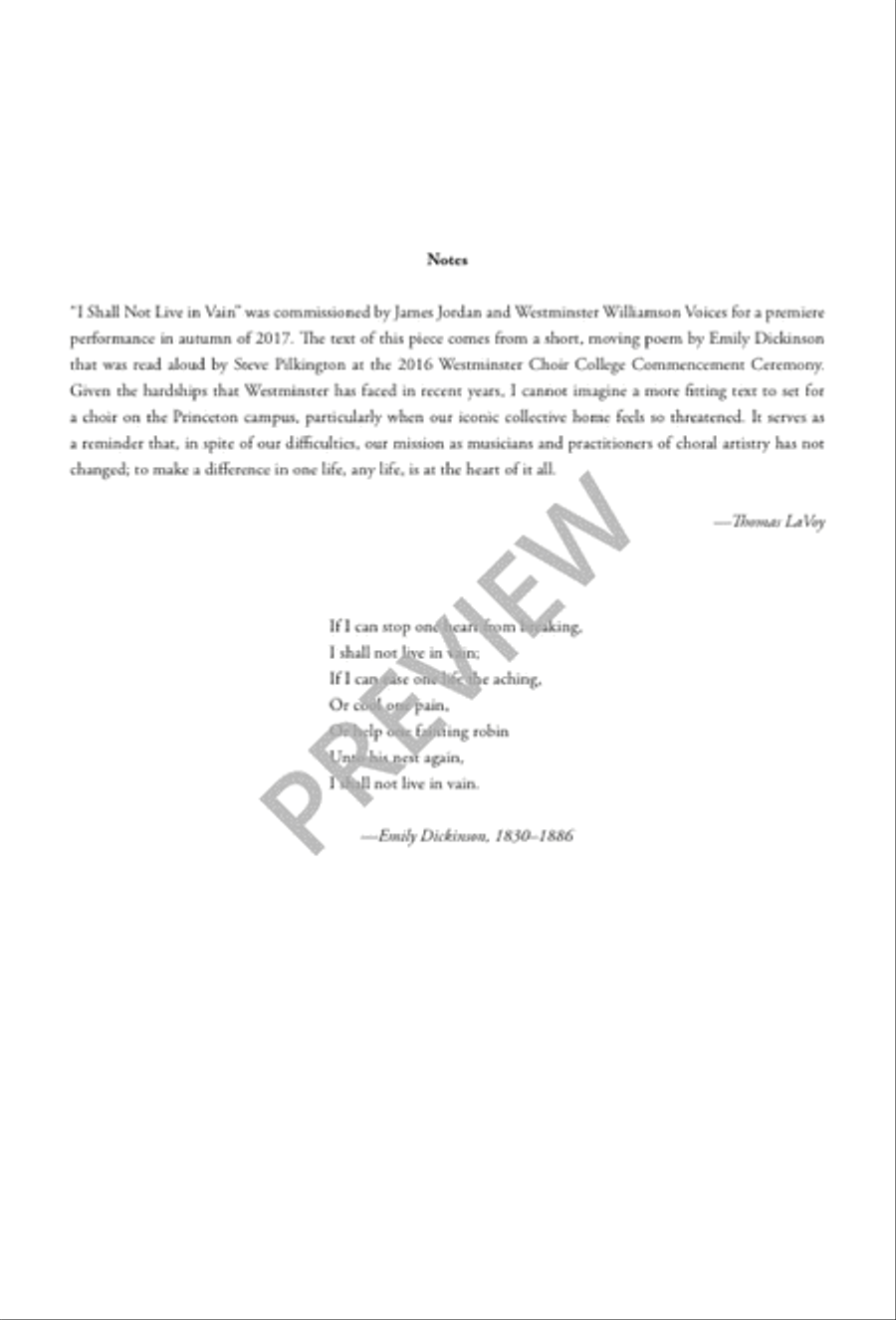 I Shall Not Live in Vain 4-Part scores gallery preview page 3