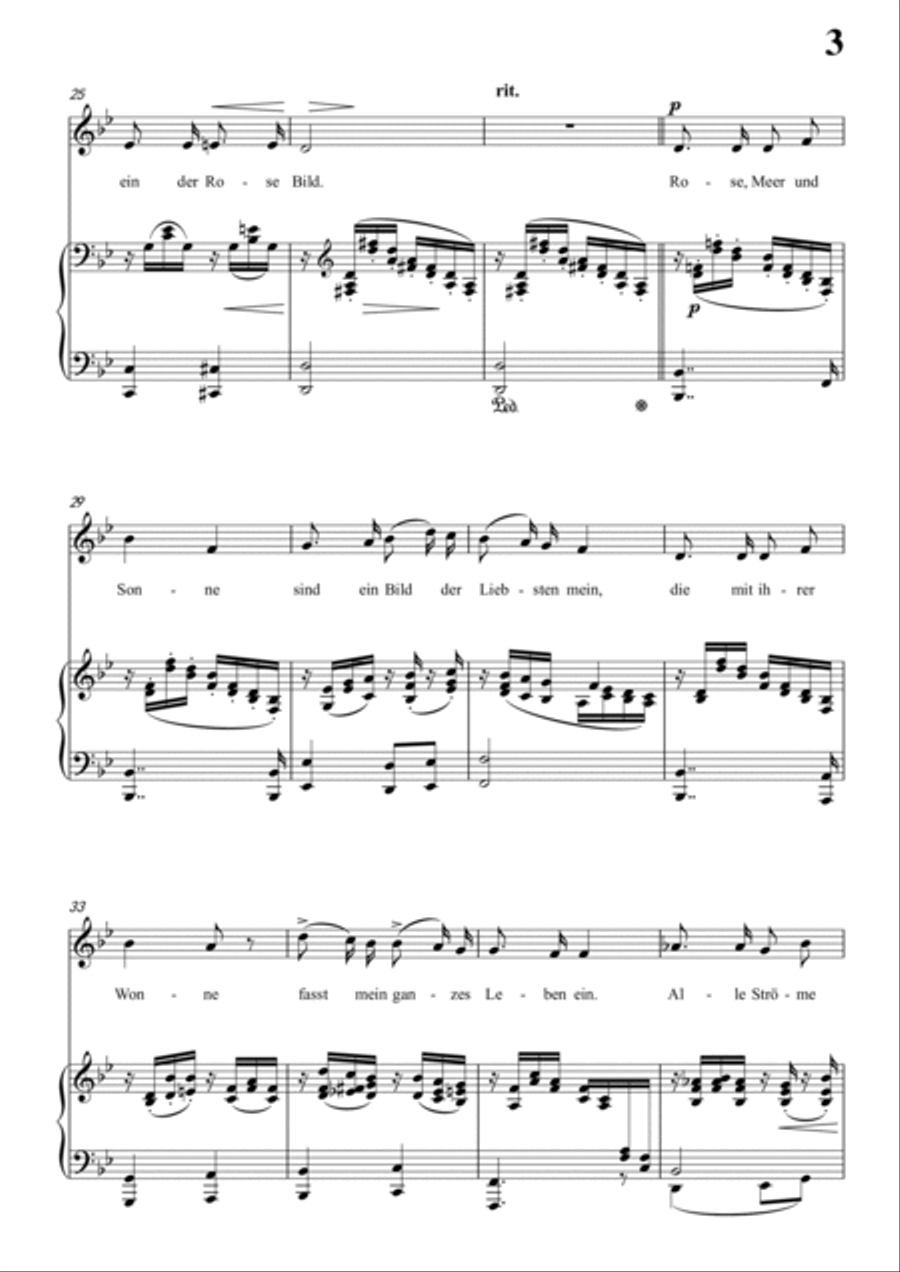 Schumann-Rose,Meer und Sonne in B♭ Major for Voice and Piano Voice Solo scores gallery preview page 4