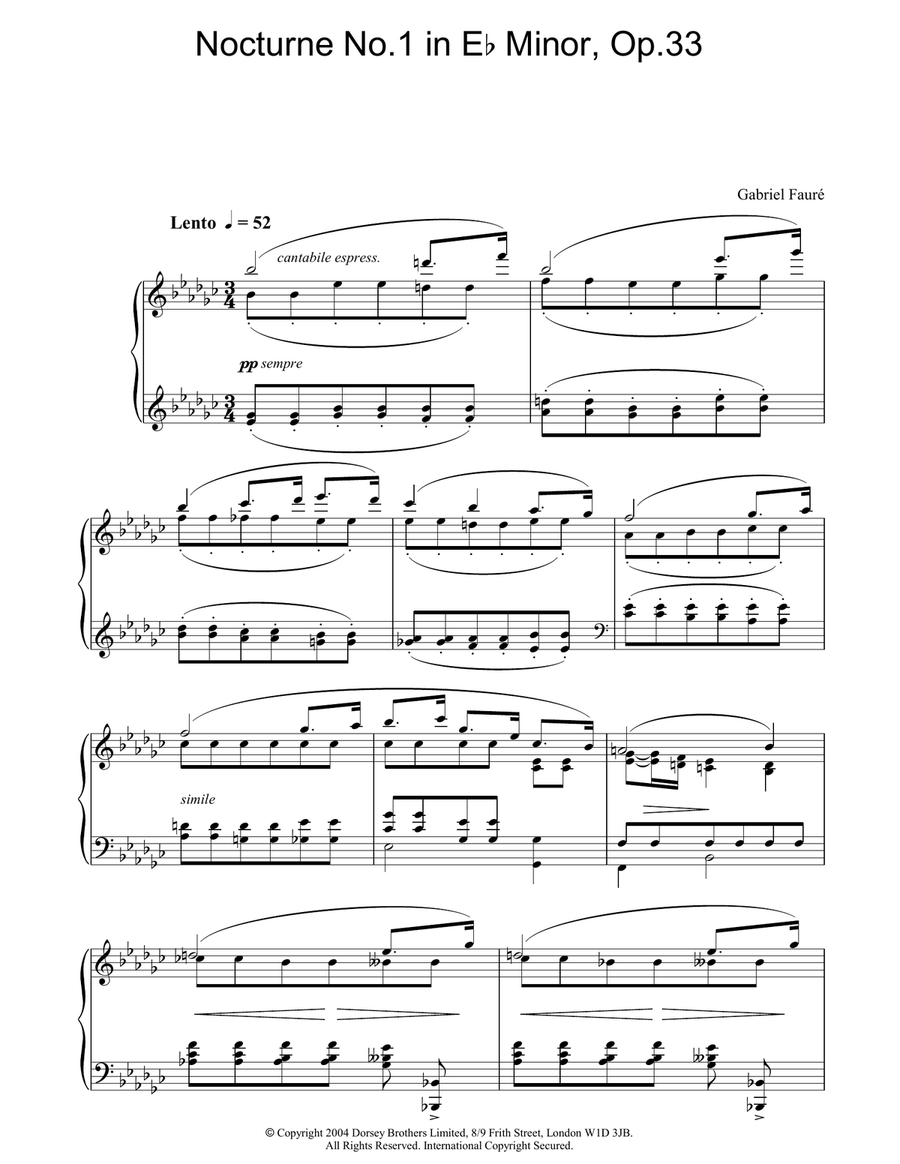 Nocturne No.1 in Eb Minor, Op.33 Piano Solo scores gallery preview page 1