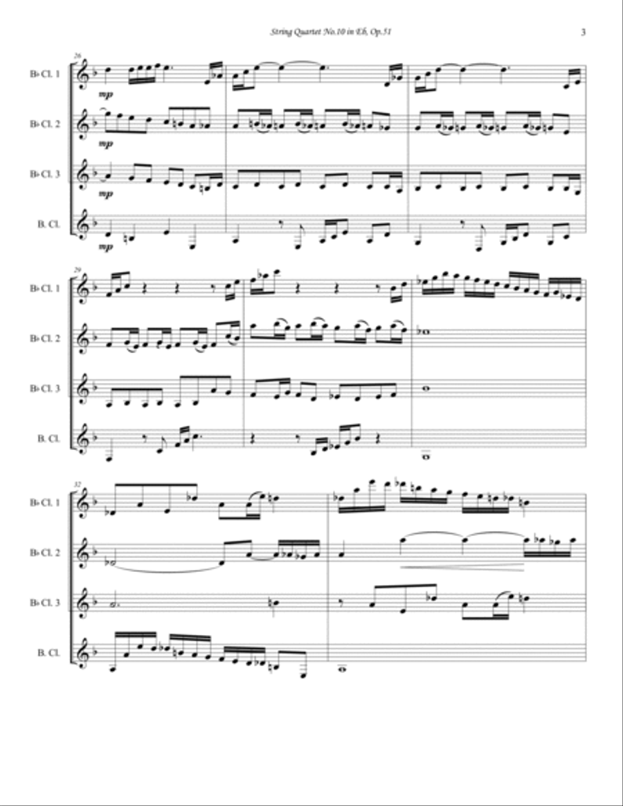 Dvořák - String Quartet No. 10 Movement 1 - Clarinet Quartet Clarinet Solo scores gallery preview page 3