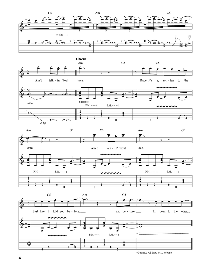 Ain't Talkin' 'Bout Love Acoustic Guitar scores gallery preview page 4