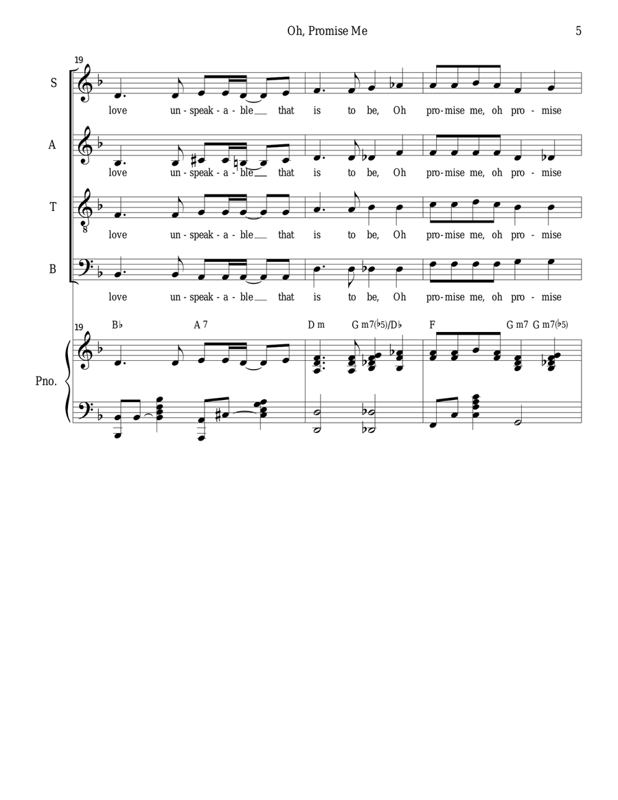 Oh, Promise Me (SATB) 4-Part scores gallery preview page 5