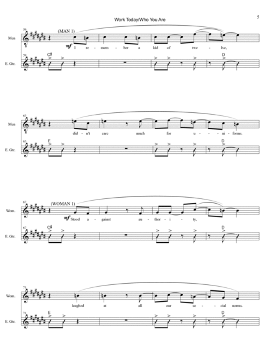 Work Today/Who You Are Work Today/Who You Are Piano, Vocal, Guitar scores gallery preview page 5