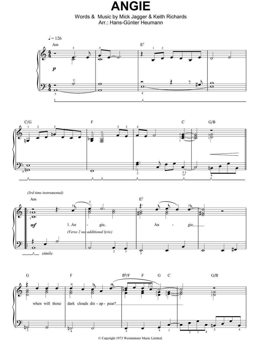 Angie Easy Piano scores gallery preview page 1