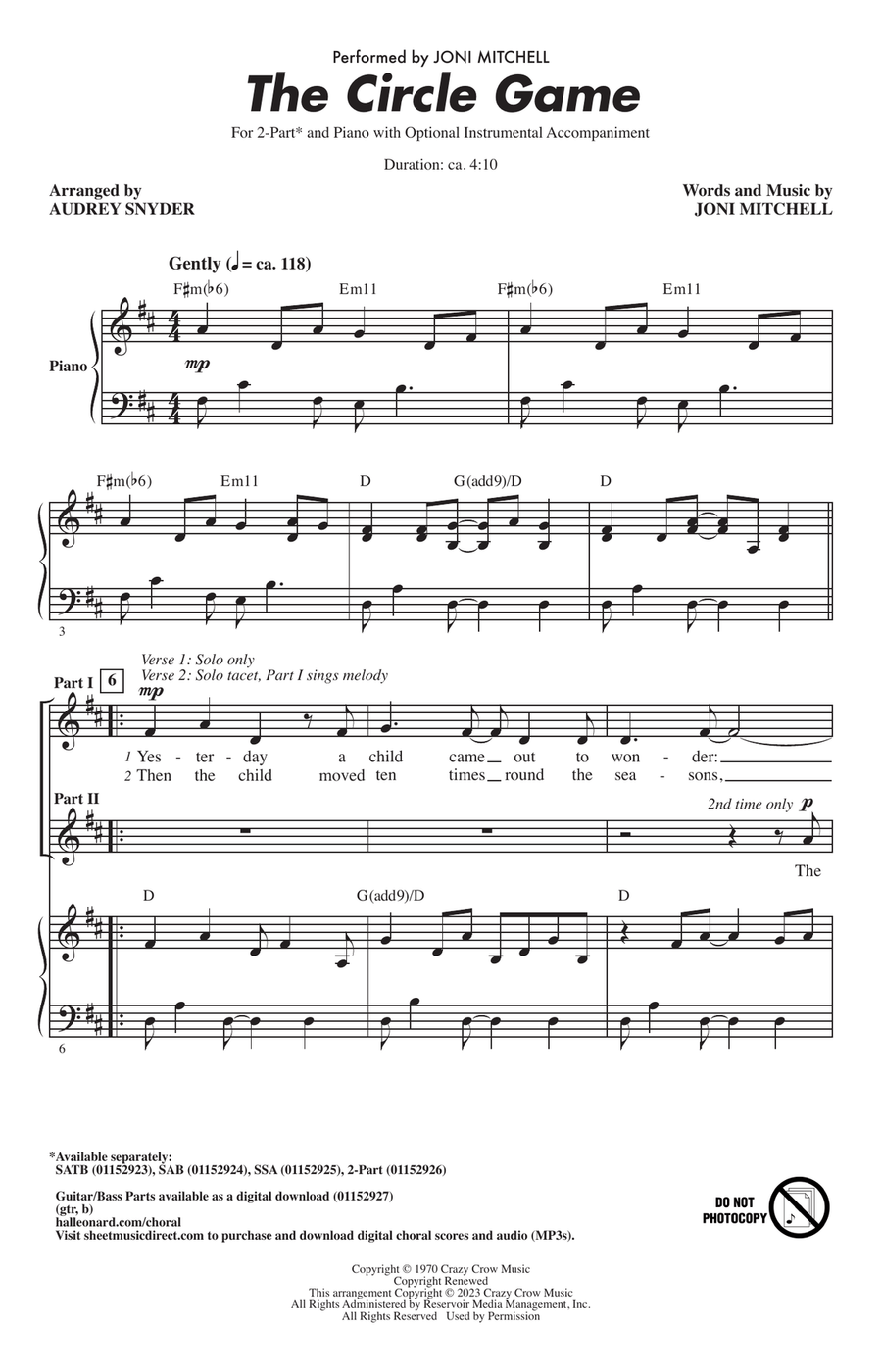 The Circle Game (arr. Audrey Snyder)