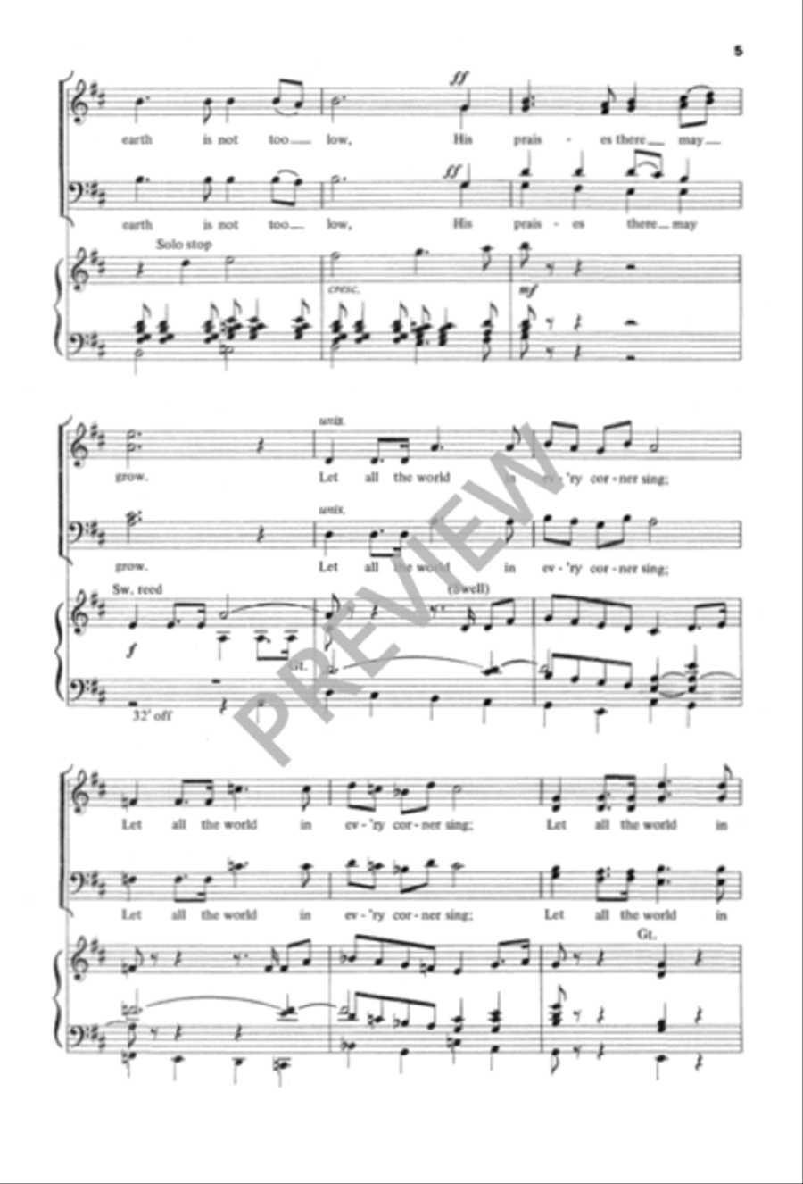 Let All the World in Every Corner Sing 4-Part scores gallery preview page 6