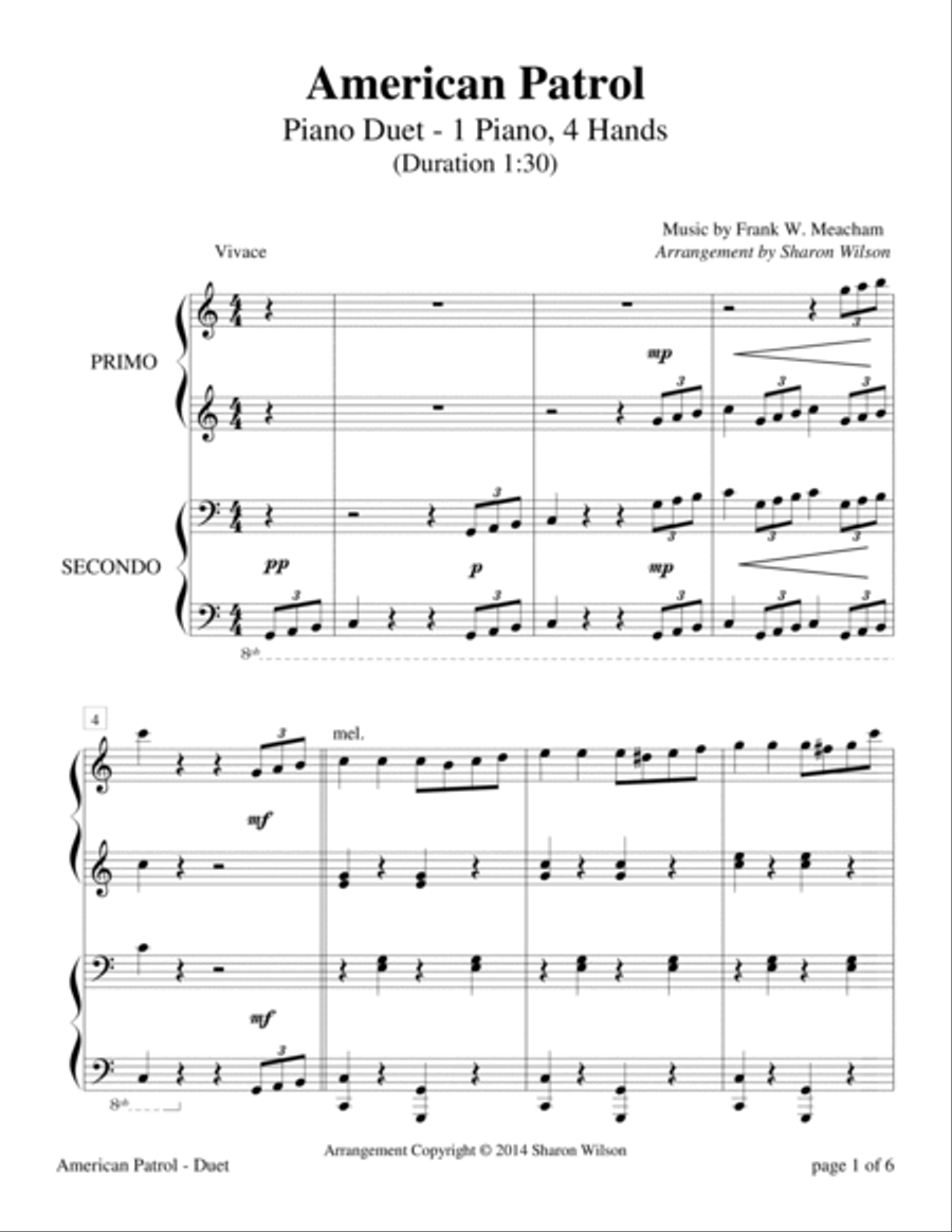 American Patrol (1 Piano, 4-Hands) 1 Piano, 4-Hands scores gallery preview page 6