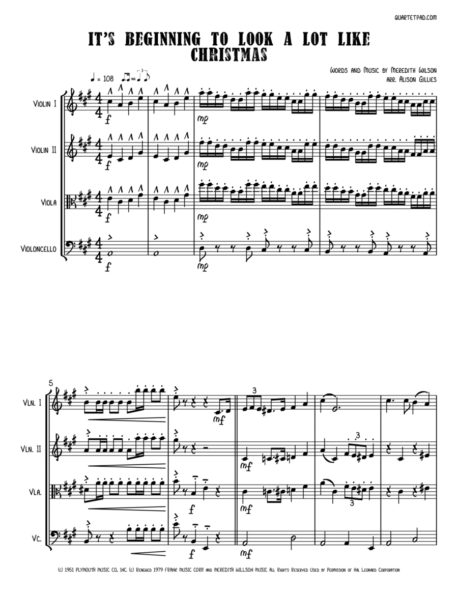 It's Beginning To Look Like Christmas String Trio scores gallery preview page 1