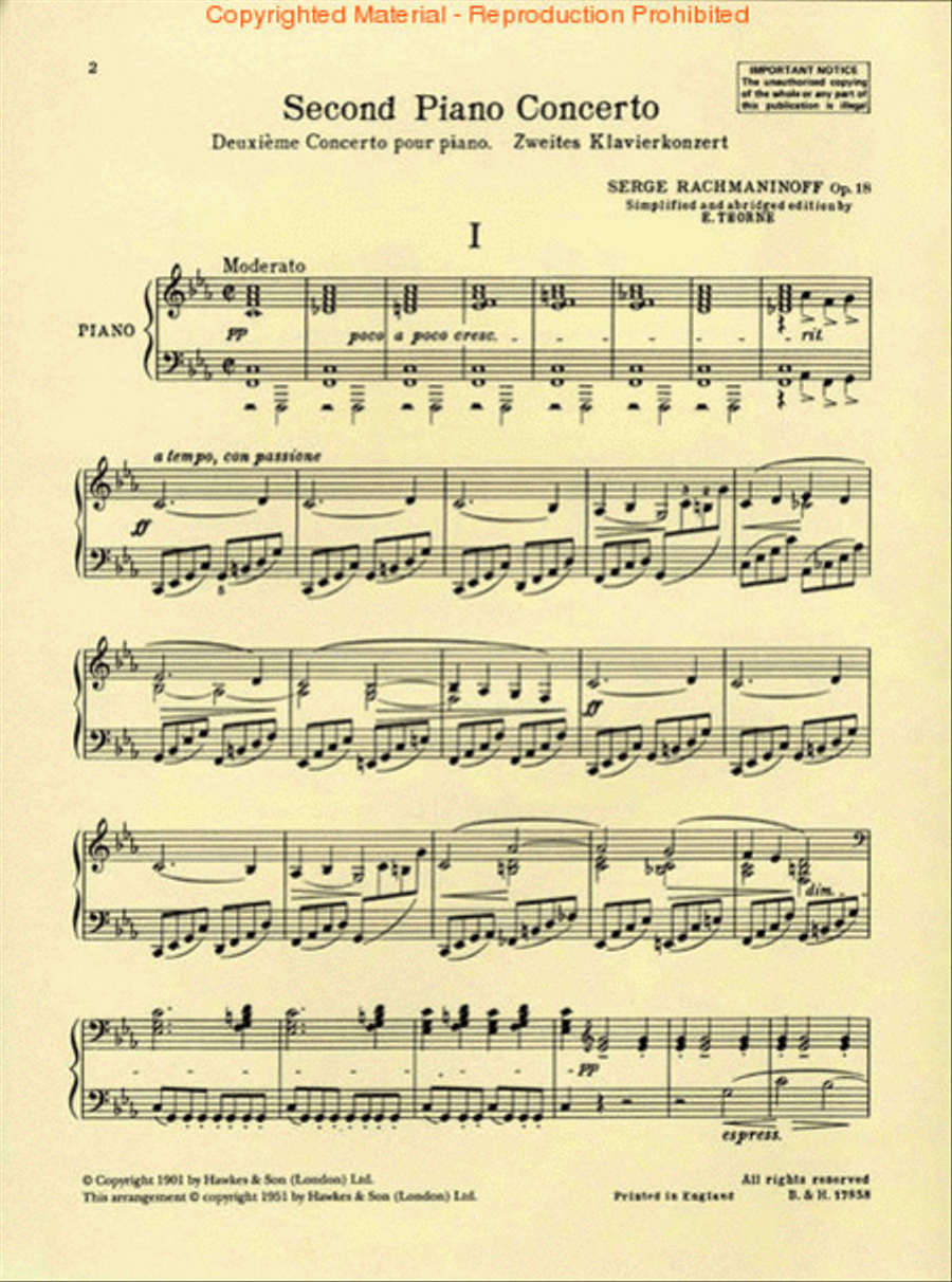 Piano Concerto No. 2, Op. 18 Piano Solo scores gallery preview page 2